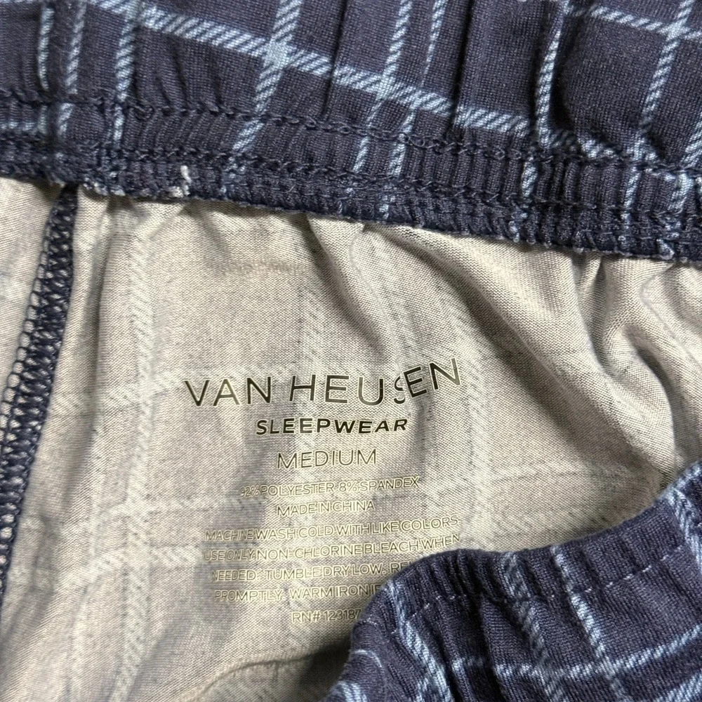 Van Heusen Mens Blue Plaid Pajama Pants Sleepwear Lounge Bottoms Size Medium‎